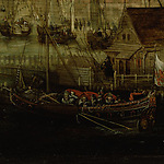 Abraham de Verwer, Gezicht vanaf de Blauwbrug over de Amstel, ca. 1615 (detail)