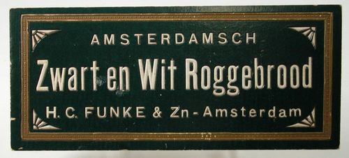 Reclamebord roggebroodfabriek Fa. H.C. Funke en Zn.