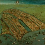 Cornelis Anthonisz, Bird's-Eye View of Amsterdam, 1538, detail of the Chapel of the Heilige Stede