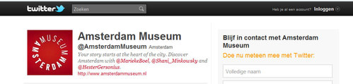 Twitterpagina Amsterdam Museum