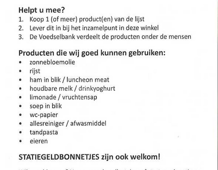 Het foldertje dat ik bij de ingang in mijn handen kreeg gestopt met tips voor geschikte produkten.