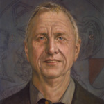 Schilderij door Arjan van Gent van Johan Cruijff naar een foto van Erwin Olaf.