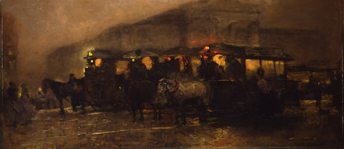 Breitner, Plein (de Dam) bij avond, 1890. Collectie Dordrechts Museum.