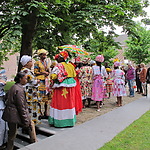 Deelnemers op de binnenplaats van de Hermitage