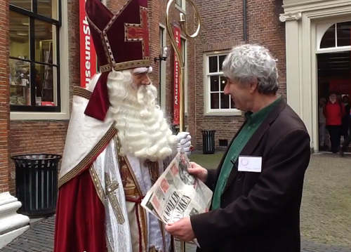 Sinterklaas verwelkomd door Frans Oehlen, december 2014