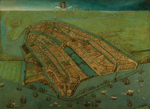 Cornelis Anthonisz., Gezicht op Amsterdam in vogelvlucht, 1538