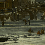 Jan van Kessel, Het Spui en de Nieuwezijds Voorburgwal in de winter, ca. 1665 (detail)