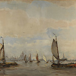 Hobbe Smith, Gezicht op het Buiten-IJ naar het westen, 'Zuiderzeevaart op het Pampus', 1913