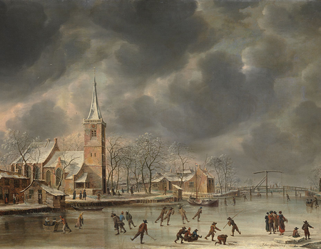 Jan Beerstraaten, Wintergezicht Ouderkerk aan de Amstel, 1659