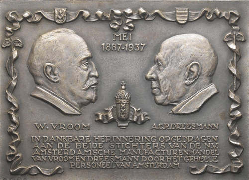 Plaquette ter ere van W. Vroom en A.C.R. Dreesmann