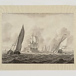 De Zuiderzee met het wegbrengen van een schip per scheepskameel naar de haven van Amsterdam, 1799. Collectie Stadsarchief Amsterdam