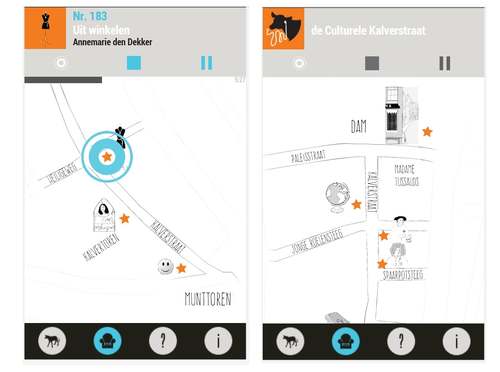 Screenshots van de app ‘De Culturele Kalverstraat’
