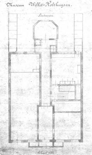 Afb 2. Plattegrond  ca. 1896 - een presentatieplattegrond van het pas geopende museum