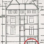 Afb. 34 detail doorsnede tekening, nieuwe situatie 1953