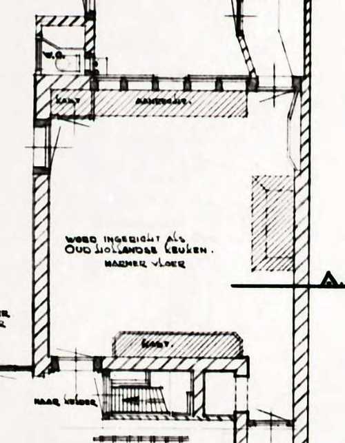 Afb. 35 detail plattegrond bestaande situatie souterrain ‘53