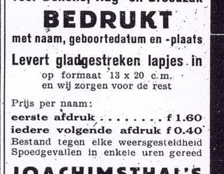 Advertentie voor 'bagagelabels'