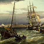 Cornelis Christiaan Dommersen, IJmuiden gezien van het einde der Noordpier, 1878 (detail)