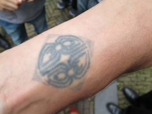 Tatoeage van spider stencil van 'Spider'. Foto Annemarie de Wildt