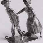 Jacobus Held, Schaatsend paar, ca. 1880 (miniatuurzilver)