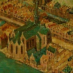 Gezicht op Amsterdam in vogelvucht, Cornelis Anthonisz, 1538, detail Heilige Stede 