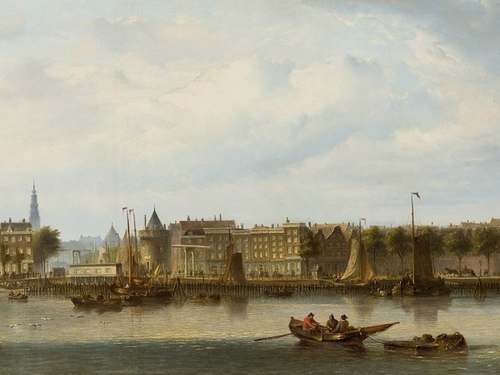 Gezicht op Amsterdam vanaf het IJ, 1829-1852, N.M. Wijdoogen, Collectie Amsterdam Museum