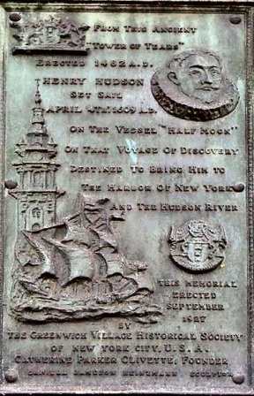 Plaquette Henry Hudson, 1927, schenking 'Greenwich Village Historical Society of New York', fotograaf onbekend