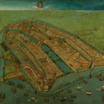 Cornelis Anthonisz, Gezicht op Amsterdam in vogelvlucht,  1538, Collectie Amsterdam Museum