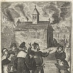 Het Sacrament van Mirakel overleeft de tweede grote stadsbrand in 1452, Boëtius Adamsz Bolswert (ca. 1580-1633), Antwerpen 1639, Collectie Rijksmuseum 