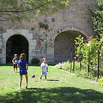 Children playing football in the museumgarden photo Annemarie de Wildt