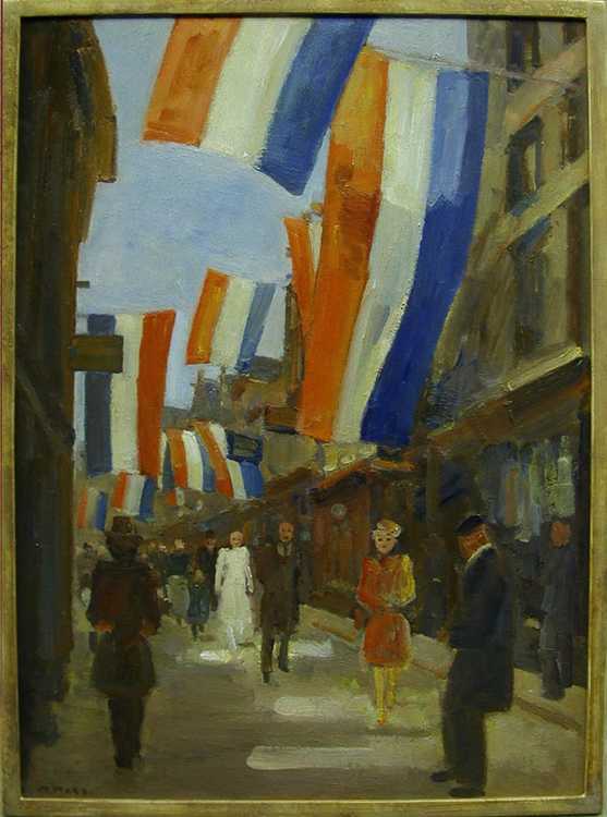 Vlaggen in de Kalverstraat, Kees Maks, Amsterdam Museum SA 55027