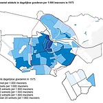 Afb 4. Winkels dagelijkse goederen per 1000 inwoners in 1975