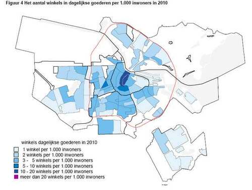 Afb 5 Winkels dagelijkse goederen per 1000 inwoners in 2010