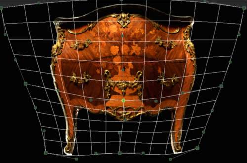 3D-scan van de voorzijde van de commode.