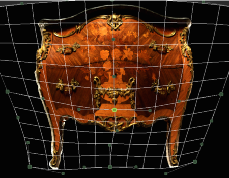 3D-scan van de voorzijde van de commode.