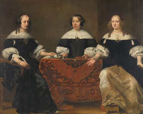 Portretten van drie regentessen van het leprozenhuis in Amsterdam, Ferdinand Bol, ca. 1668 (Rijksmuseum SK-C-367) 