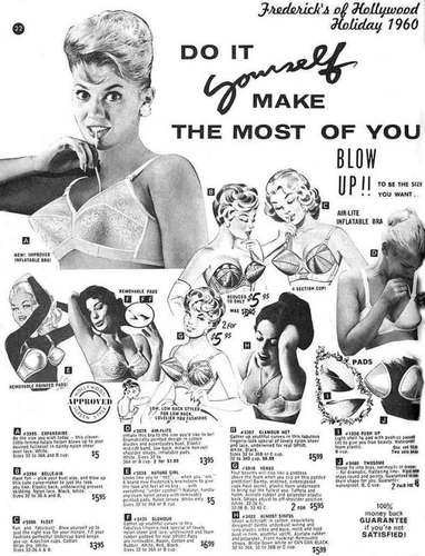 Opblaasbare BH advertentie, ca. 1960, Frederick's of Hollywood Holiday. Bron: Pinterest