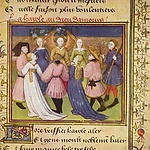 Reidans met Amor, Roman de la Rose in de Österreichische Nationalbibliothek, Wenen. Bron: Wikipedia